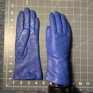 Vintage Womens Blue Leather Statement Gloves Small